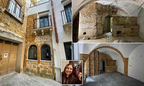 I bought an abandoned 'one euro' house in Sicily on the cheap and transformed it into a dream home | Daily Mail Online Old Italian House Interior, Sicilian House, Sicily House, Italy Interior Design, Italy Home, House Restoration, Italian Interior Design, Italian Village, Italian Interior