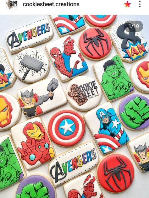 Hulk Decorated Cookies, Thor Cookies Decorated, Avengers Birthday Cookies, Superhero Birthday Cookies, Avengers Cookies Decorated, Captain America Cookies, Thor Cookies, Superhero Cookies Decorated, Iron Man Cookies