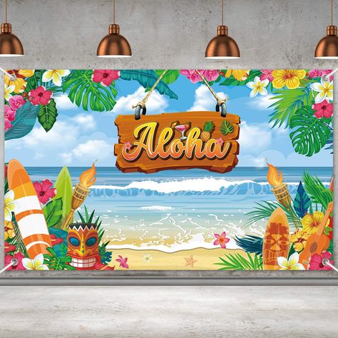 Aloha Party Decorations, Vintage Backdrop, Beach Backdrop, Luau Party Decorations, Aloha Party, Fiesta Tropical, Luau Theme, Plant Background, Hawaiian Party