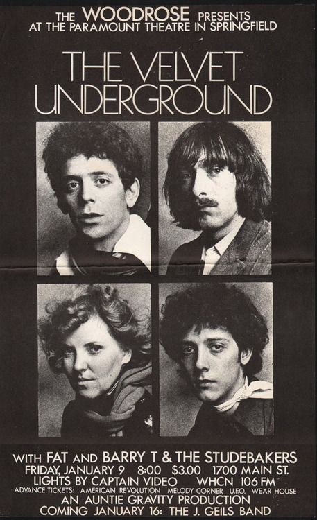 The Velvet Underground - 1970 concert poster. The Velvet Underground & Nico, The Velvet Underground, Modern Postcard, Concert Flyer, Lou Reed, Rock N’roll, Rock Concert, Rock Posters, Norman Rockwell