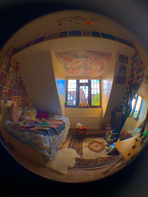 just a fish eye photo of my room :) #hippie #room #bedroom #decor #hippiedecor #trippy #diy #fisheye #hippy #hippystyle #hippiehomedecor #roomdecor #decoration Perspective Room Reference, Fish Eye Background, Bedroom Reference Photo, Room Drawing Reference Photo, Room Perspective Reference Photo, Room Perspective Photography, Background Reference Photo Room, Bedroom Perspective, Fisheye Room Drawing