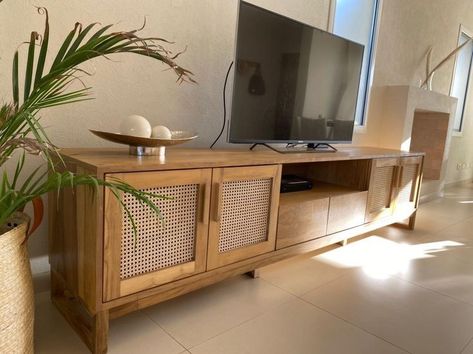 Rattan Tv Unit, Bali Kitchen, Interior Japandi, Residential Compound, Best Home Interior Design, Tv Stand Decor, Tv Unit Interior Design, Living Room Setup, Hall Interior Design