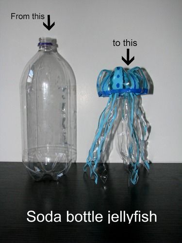 Found on Bing from www.pinterest.com Bottle Jellyfish, Undersea Party, Under The Sea Decorations, Plastic Bottle Art, Trash Art, Sea Decor, Under The Sea Theme, Soda Bottle, Ocean Crafts