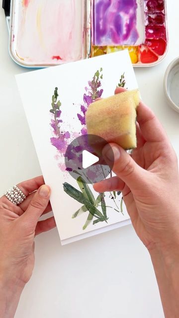 Easy Way To Paint Flowers, Loose Watercolor Flowers, Paint Flowers, Sponge Painting, Loose Watercolor, Bookmarks Handmade, Watercolour Tutorials, Loose Style, Process Art