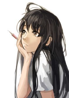 My Favourite 5 Character Design Elements - I drink and watch anime Long Black Hair, A Pencil, An Anime, Long Black, A Girl, Black Hair, Pencil, Hair, Anime