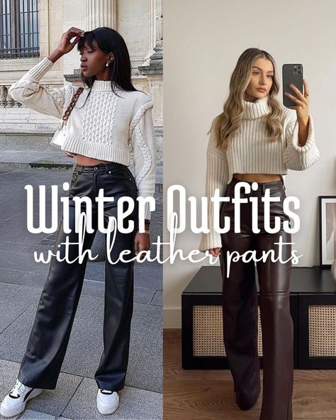 111 Leather Pants Outfit Ideas Trending For 2022 - ljanestyle Casual Faux Leather Pants, Lose Leather Pants Outfit, Leather Look Pants Outfits, Faux Leather Pants With Booties, Relaxed Leather Pants Outfit, Leather Pant Looks, Cropped Leather Pants Outfit Casual, Melina Leather Pants Outfit, How To Style Black Leather Pants Dressy