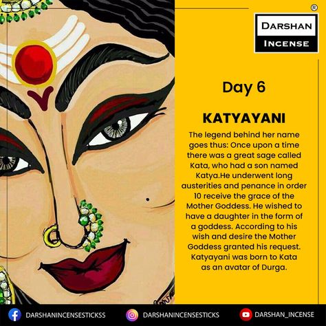 Devi Katyayani is the 6th form of Mother Durga, worshipped on the 6th day of Navratri. Mother Durga is born to Sage Katya as his serene and loving daughter, being impressed with his sincere worship for her. She is worshipped as the Warrior Goddess, being the fiercest form of Goddess Durga, she is referred to as Bhadrakali, Shakti, and Chandika too. Day 6 Of Navratri, Day 6 Navratri, Day 6 Navratri Goddess, Katyayani Devi Images, Navarathri Devi Images, Navratri Day 1 To 9 Goddess, Navratri 6th Day, Navratri Day 1 To 9, Devi Katyayani