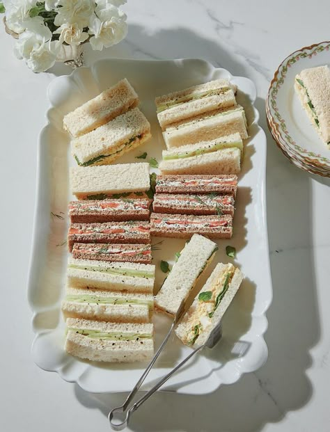 Sandwiches For Afternoon Tea, Sandwiches Afternoon Tea, Homemade Whole Wheat Bread, Party Sandwiches, High Tea Party, Mini Sandwiches, Tea Party Food, Finger Sandwiches, Afternoon Tea Parties