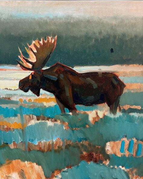 Basement Artwork, Buck Painting, Sticker Motive, Elk Drawing, Acryl Art, Moose Painting, Animals Painting, Western Artwork, Commission Portrait