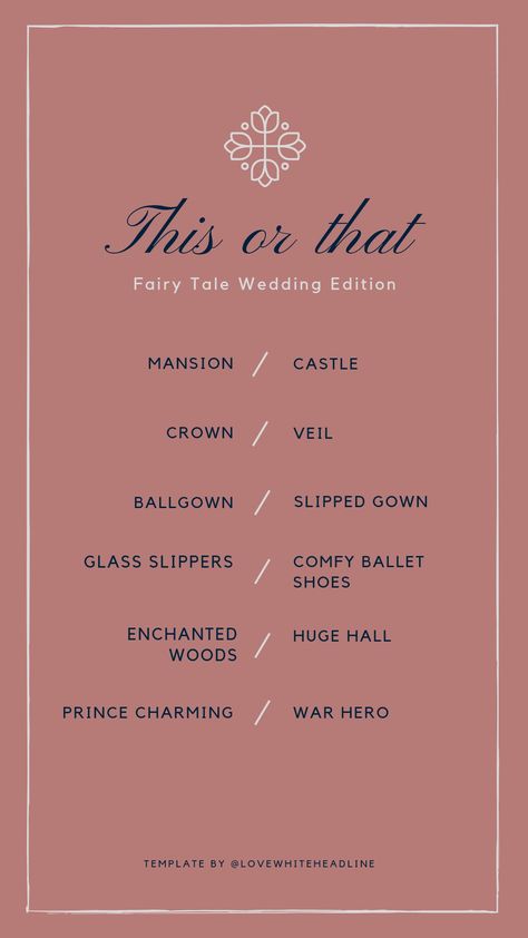 This or That Wedding Instagram, Glass Slipper, Fairy Tale Wedding, Get To Know Me, Prince Charming, Instagram Template, Getting To Know, Ball Gowns, Fairy Tales