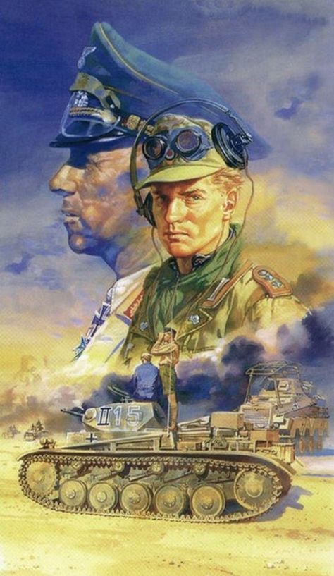 Afrika Corps, Military Illustration, Ww2 Posters, Military Poster, Panzer Iv, Military Drawings, Propaganda Art, German Soldiers Ww2, Military Artwork