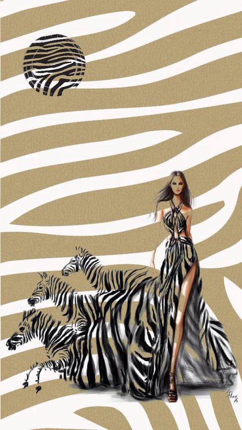 Jungle Paradise, Zebra Drawing, Africa Design, Drawing Dress, Fashion Figure Templates, Fashion Illustration Tutorial, Safari Chic, Silhouette Drawing, Power Animal