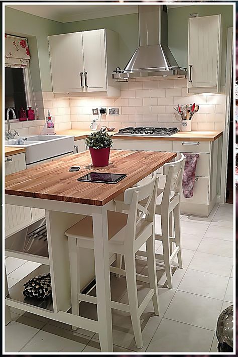 Kitchen Island With Seating - Get all your supplies met with just one simple click to visit. Do It TODAY! Small Kitchen Island With Seating For 2, Kitchen Island Ideas For Small Kitchens, Room Divider Screen Diy, Home Decor Kitchen Island, Floating Kitchen Island, Decor Kitchen Island, Island Makeover, Kitchen Island Makeover, Small White Kitchens