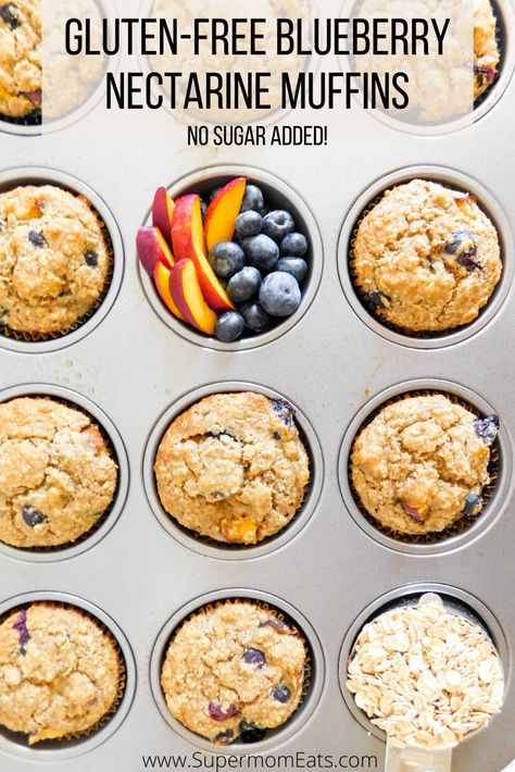 Gluten Free Nectarine Recipes, Nectarine Recipes Gluten Free, Nectarine Muffins, Blueberry Nectarine, Nectarine Recipes, Spiralizer Recipes, Low Fat Yogurt, Gluten Free Muffins, Healthy Pumpkin