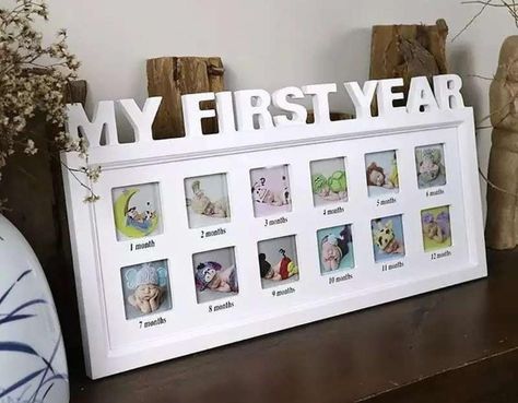 One Year Baby Gift, First Year Pictures, Baby Souvenir, One Year Pictures, Baby 12 Months, Baby Photo Frames, First Year Photos, My First Year, Baby Growth