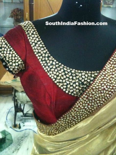 Kundan Work, Wedding Blouse Designs, Indian Saree Blouse, Saree Blouse Patterns, Choli Designs, Maggam Work Blouse Designs, Salwar Kamiz, Designer Saree Blouse Patterns, Embroidered Blouse Designs