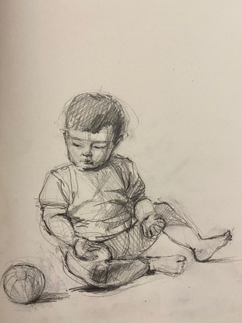 My son Human Figure Drawing Tutorials, Baby Walking Drawing, Baby Sketch Pencil Drawings, Little Kid Drawing, Sketch Vs Final, Sketching Practice, Toddler Drawing, Child Drawing, Baby Sketch