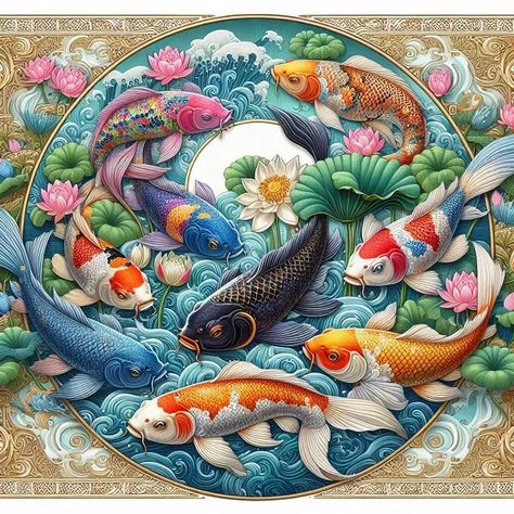 Koi Fish Meaning: Unlock the Power: Koi Fish Meaning and Feng Shui Symbolism Explained 5 Koi Fish Meaning, Feng Shui Wallpaper, Koi Fish Tattoo Meaning, Feng Shui Koi Fish, Waterfall Tattoo, Koi Fish Colors, Black Koi Fish, Koi Fish Painting, Coy Fish