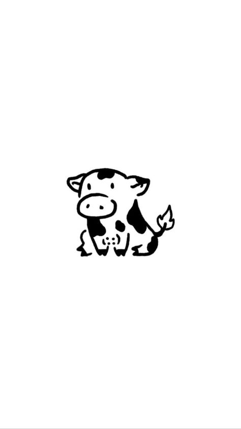 Cow Tattoo, Cow Drawing, Cute Easy Doodles, Doodle Tattoo, Cute Tiny Tattoos, Small Drawings, Cute Doodles Drawings, Futuristic Art, Cute Doodle Art