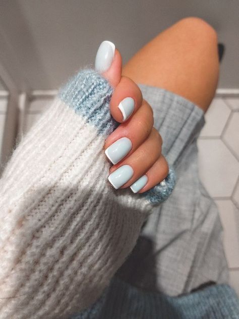 Winter Nails Acrylic, Nagel Tips, Simple Gel Nails, Minimal Nails, Work Nails, Casual Nails, Blush Nails, Short Nail, Blue Nail