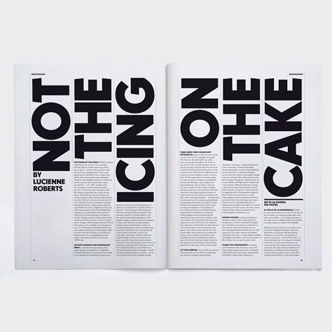 Typography In Magazines, Magazine Type Layout, Corporate Graphic Design Layout, Simple Editorial Design, Newspaper Inspired Design, Bold Editorial Design, Magazine Typography Design, Magazine Text Layout, Minimal Magazine Layout