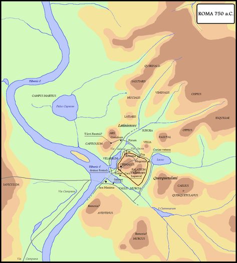 Map of Rome Ancient Rome Map, Map Of Rome, How To Conceive Twins, Ancient Map, Romulus And Remus, Infographic Map, Human Settlement, Legends And Myths, Ancient Maps