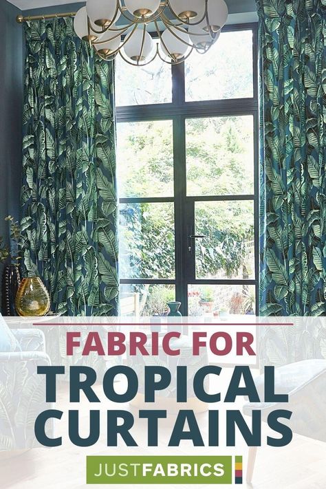 Tropical designs are perfect for curtains, they will instantly add a contemporary feel in your home and add eye-catching pattern. From colourful cotton floral prints to deep coloured velvets with palm leaves designs, tropical fabrics are a great way to add vibrancy in your interior. Hot Pink Curtains, Plant Vibes, Tropical Curtains, Tropical Bedroom, Colourful Home Decor, Popular Living Room, Palm Leaf Design, Flower Home Decor, Colourful Home