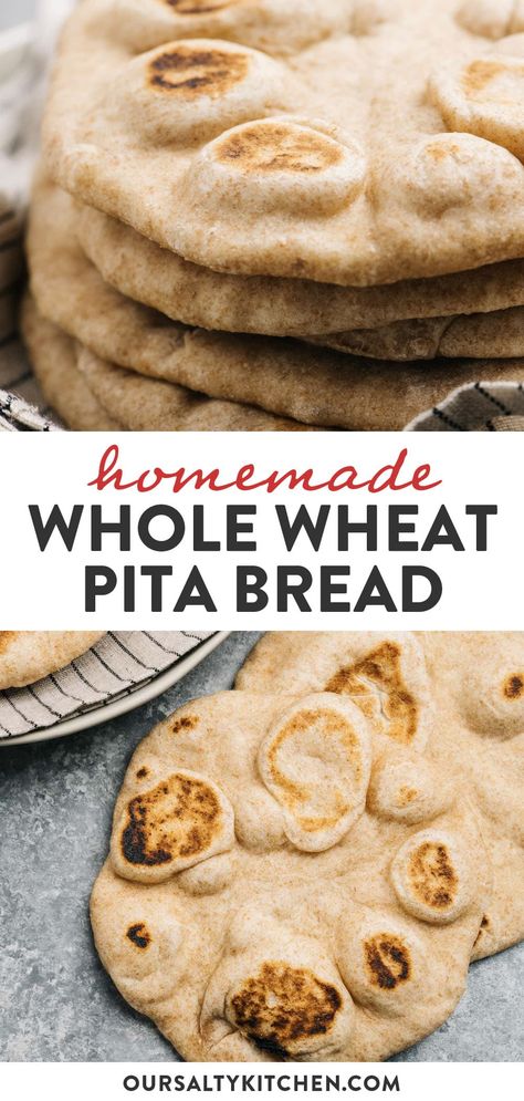 Healthy Pita Bread, Mediterranean Salads, Beginner Baking Recipes, Make Falafel, Pane Pita, Whole Wheat Pita Bread, Falafel Sandwich, Homemade Pita, Homemade Pita Bread