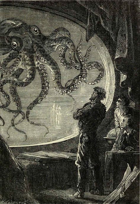 Sea Illustration, Motif Art Deco, Leagues Under The Sea, Shandy, Jules Verne, Sci Fi Books, Sea Monsters, Cthulhu, Kraken