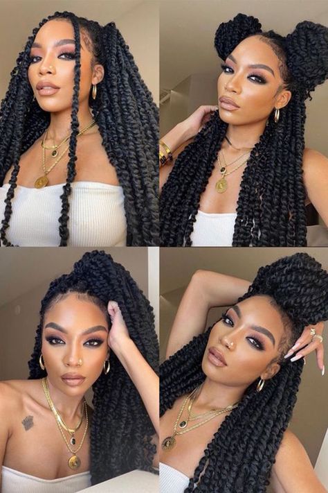 Styled Passion Twists, Styling Long Passion Twist, Cute Hairstyles To Do With Passion Twists, Different Passion Twist Styles, Styles For Passion Twist Braids, Style For Passion Twist, Cute Hairstyles For Passion Twists, Protective Hairstyles That Last Long, Passion Twist Styles Long