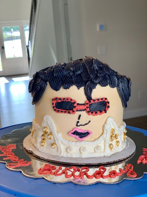 Elvis Presley Sheet Cake, Elvis Cake, Elvis Cake Ideas Birthdays, Elvis Presley Cake Ideas, Elvis Birthday Cake, Elvis Presley Jailhouse Rock Cake, Elvis Presley Cake, Elvis Cakes, Elvis Presley Cake (jailhouse Rock Cake)