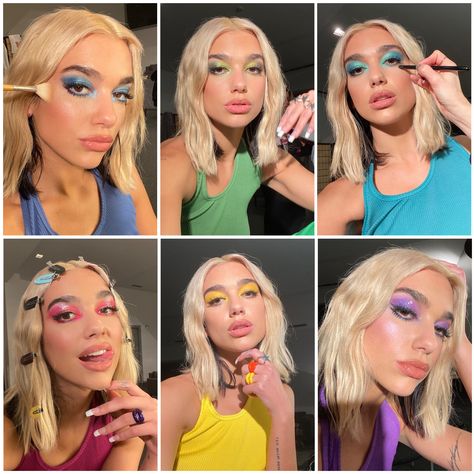 Dua Lipa looks good in any shade of eye shadow! Dua Lipa Looks, Dua Lipa Makeup, How To Makeup, Facial Cleansing Wipes, Looks Kylie Jenner, Artist Makeup, Makeup Eyes, Celebrity Makeup, Dua Lipa