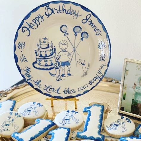 Family Birthday Dinner, Handpainted Plate, Balloons Cake, Birthday Plate, Balloon Cake, Custom Plates, Family Birthday, Unique Baby Gifts, Hand Painted Plates