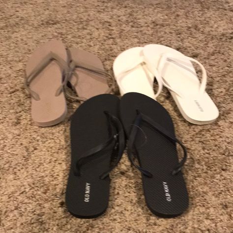 Nwt, 3 Pack Old Navy Flip Flops. Size 9. White, Black And Neutral. Navy Flip Flops, Old Navy Flip Flops, Brown Flip Flops, Blue Flip Flops, Rubber Flip Flops, Black Slides, Old Navy Men, Leather Flip Flops, Navy Shoes