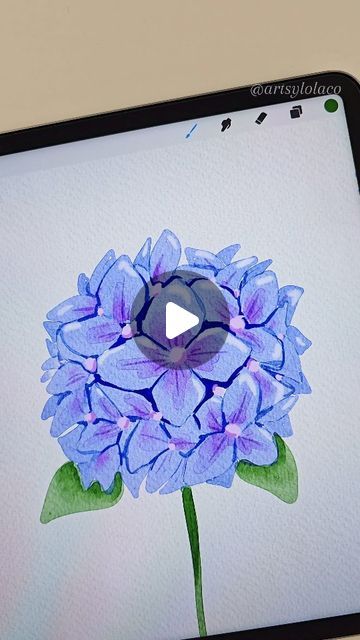 Artsy Lola Co on Instagram: "Realistic Watercolor Style Simple Hydrangea 🪷
Used: Realistic Watercolor Brushset by Artsy Lola Co. 

Comment the word "FLOWER" and I will DM you the FREE sketch and color palette! 🤗

Exact brushset, washi tape and canvases are available at my Etsy Shop for Procreate ✏️

Check Link in Bio 🔗 😊 

#procreate #procreatebrushes #digitalwatercolor #drawingreels #watercolor #ipad #etsy #procreateart #dailydrawing #artreels #illustration #procreatebrushset #procreatetips #procreatetutorial #artist #paintingoftheday #watercolorsketch #drawingtutorial #watercolorpainting #watercolorart #procreatereels #illustrator #drawingvideo #flower #hydrangea" Flower Hydrangea, Realistic Watercolor, Procreate Tutorial, Daily Drawing, Watercolor Sketch, Procreate Brushes, Digital Watercolor, Drawing Videos, Drawing Tutorial