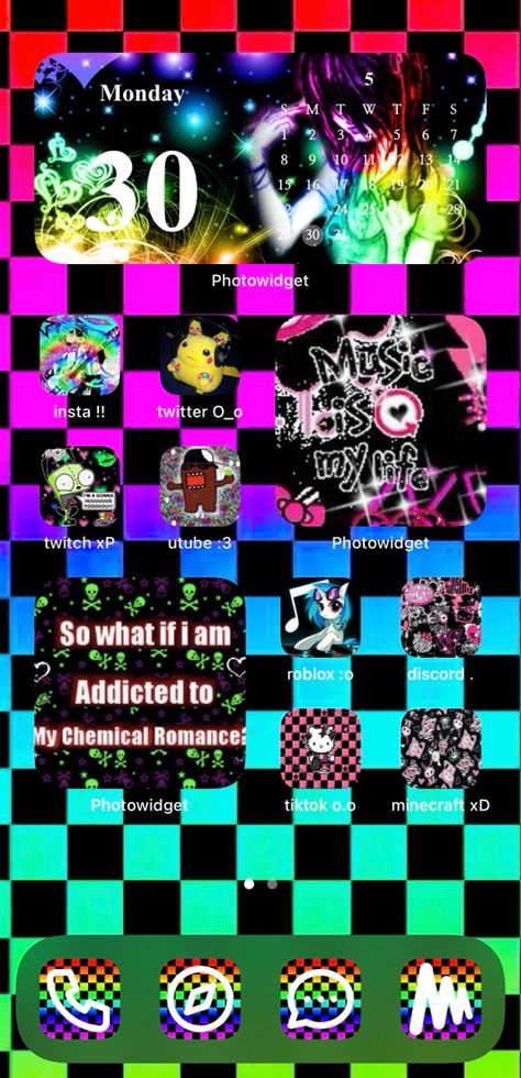 Scene Homescreen, Scene Icon, Emo Icons, 2000s Scene, Scene Aesthetic, 2000s Emo, Phone Inspiration, Ios Design, Phone Theme