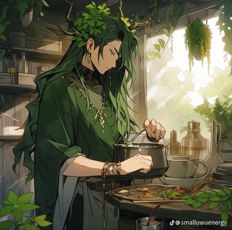 Dnd Art, Dessin Adorable, Character Design Male, Fantasy Inspiration, Character Creation, Dnd Characters, Green Hair, Character Portraits, Fantasy Character Design