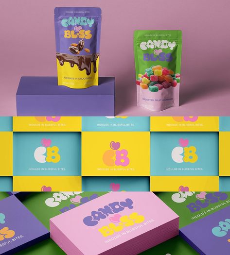 Candy Brand Logo and Packaging Design no Behance Candy Shop Branding, Candy Branding Design, Gummy Packaging Design, Candy Logo Design Ideas, Candy Brands Logo, Candy Shop Logo, Fruit Candy Packaging Design, Candy Branding Identity, Gum Brands