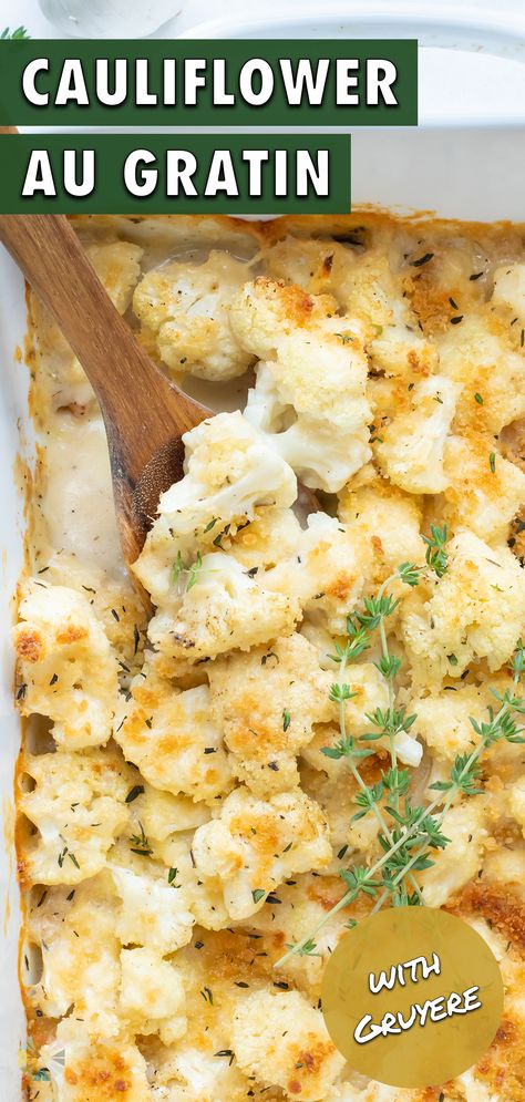 Cauliflower In The Oven, Fancy Thanksgiving, Cauliflower Au Gratin, Au Gratin Recipes, Cauliflower Gratin, Cauliflower Dishes, Whole Roasted Cauliflower, Cheesy Cauliflower, Cauliflower Casserole