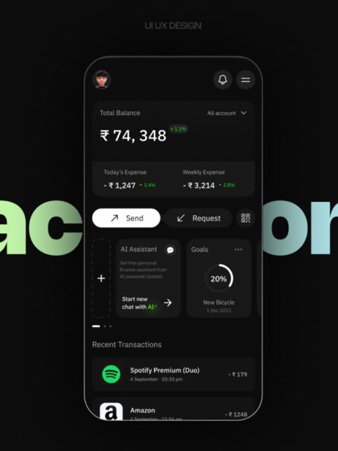 UI UX design of an expense tracking app Investment App Ui Design, Financial App Design, Financial App Ui Design, Finance App Ui Design, Profile Ui Design, Expense Tracker App, Cash Tracker, Ui Ux Case Study, Web And App Design