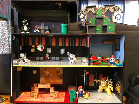 Transformed lol doll house into a Mario/bowser playset Mario House Diy, Mario Dollhouse, Lol Doll House, Mario House, Play Houses Diy, Doll House For Boys, Mario Bowser, Mario Crafts, Lol Doll