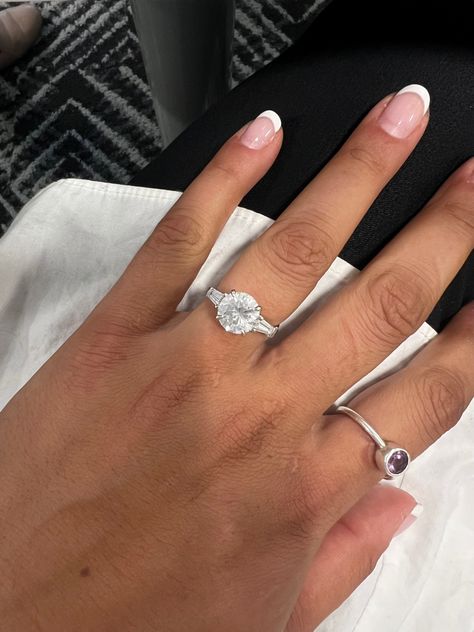 Round Brilliant With Tapered Baguettes, Round Ring With Baguettes, Round Diamond With Tapered Baguettes, Round With Baguette Engagement Ring, Round Engagement Ring With Baguettes, Round Diamond With Baguettes, Circle Diamond Rings, Wide Band Engagement Ring, Bridal Things