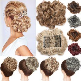 Large Tousled Messy Bun Hair Piece Scrunchie Pony Tail Hair Extensions Natural - Walmart.com Hair Bun Easy, Curly Hair Bun, Bun Easy, Ponytail Scrunchie, Stretch Hair, Messy Curly Hair, Curly Bun Hairstyles, Hair Extensions Clip, Stable Design