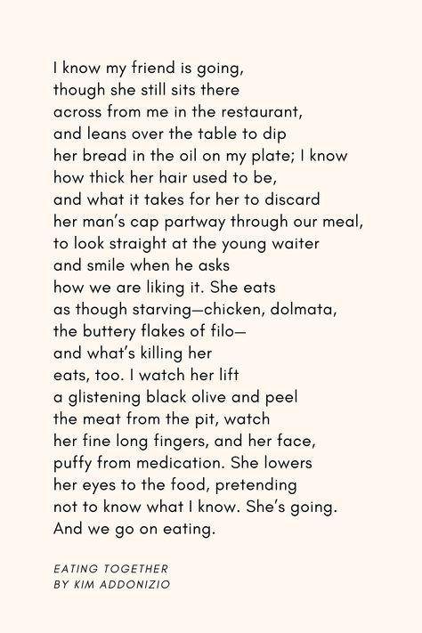 Poetry About Eating, Eating Poems, Kim Addonizio, Mystic Archetype, Eating Together, Poetry Magazine, Dark Academy, My Plate, Family Boards