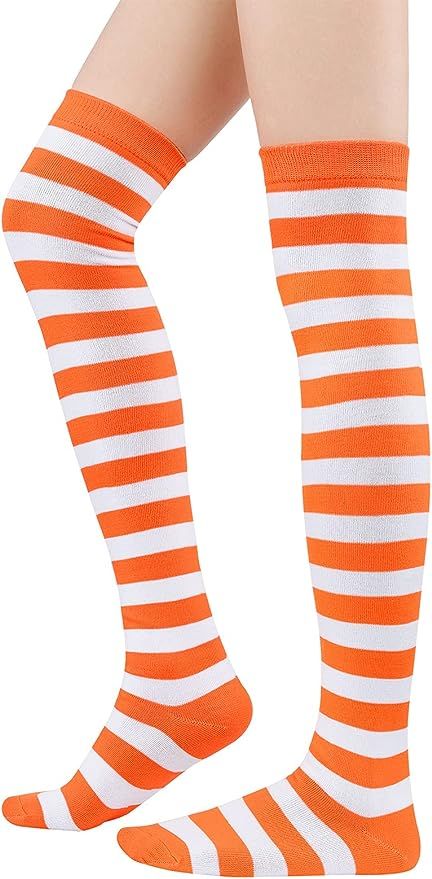 White Knee High Socks, Stockings For Women, Orange Socks, Striped Stockings, Over Knee Socks, Thigh High Socks, Sports Socks, Striped Socks, Long Socks