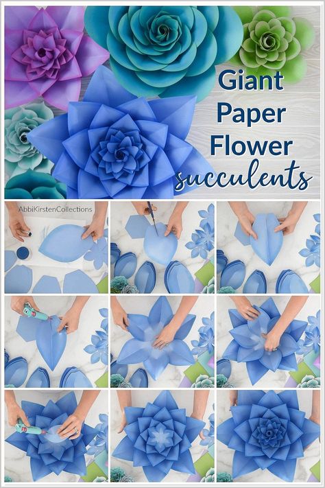 Get started on your paper crafting journey with our tutorials. Paper Succulents, Make Paper Flowers, Paper Flower Decor, How To Make Paper Flowers, Paper Flowers Craft, Giant Paper Flowers, Cadeau Diy, Make Paper, Cricut Fonts