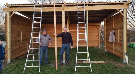 Project: 3 Side Horse Shelter w/ PICS in General Board Diy Hay Feeder, Pasture Shelter, Horse Shelters, Small Horse Barns, Horse Shed, Livestock Shelter, Diy Horse Barn, Horse Barn Ideas Stables, Horse Barn Designs