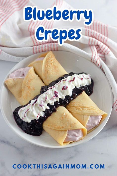 Indulge in the heavenly combination of delicate crepes with a yogurt cream cheese filling, and luscious blueberry sauce in this easy-to-follow recipe. Crepes Recipe Easy Filling, Blueberry Filling Recipe, Crepes Recipe Easy, Recipe For Crepes, Blueberry Crepes, Yogurt Cream Cheese, Blueberry Filling, Easy Crepe Recipe, Crepes Filling