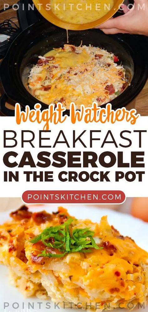 Weight Watchers Breakfast Casserole, Weight Watchers Casserole Recipes, Gluten Free Weight Watchers, Breakfast Crockpot, Weight Watchers Casserole, Crockpot Breakfast Casserole, Breakfast Crockpot Recipes, Weight Watchers Chicken, Weight Watchers Breakfast