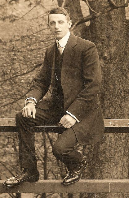 Edwardian man sitting on fence by pepandtim, via Flickr Edwardian Man, Sitting On Fence, Victorian Men, Vintage Gentleman, 1910s Fashion, Mens Dress Boots, Retro Pin Up, Man Sitting, Vintage Mens Fashion